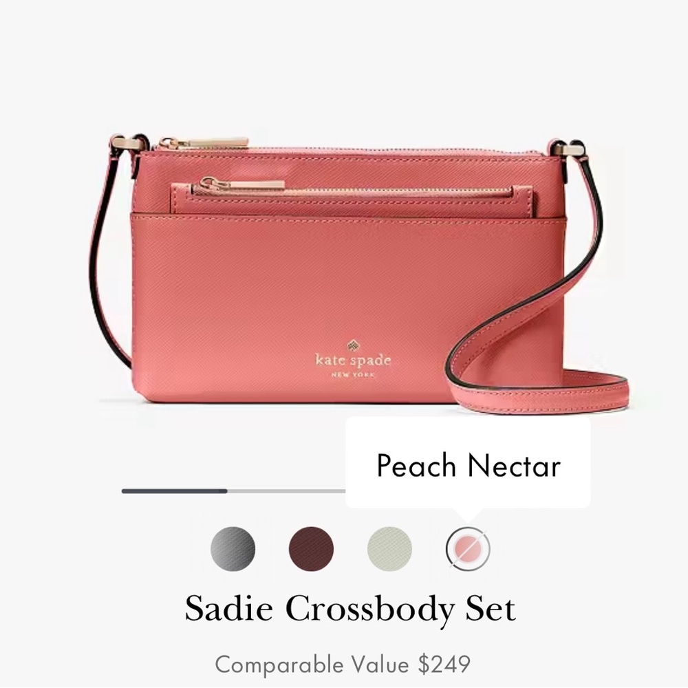 Kate Spade Crossbody Set peach color sold out NWT with extra zip pouch